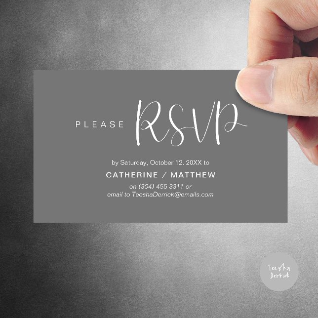 Relance de réponse aux invitations de mariage, Mod (Wedding Invites RSVP Reminder enclosed card, Modern Minimal Dark Grey)