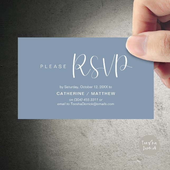 Relance de réponse aux invitations de mariage, Mod (Wedding Invites RSVP Reminder enclosed card, Modern Minimal Dusty Blue)