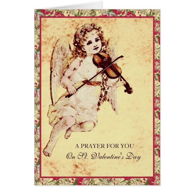 Religieuse fille Angel Jouer Violon Roses Rose (Devant)