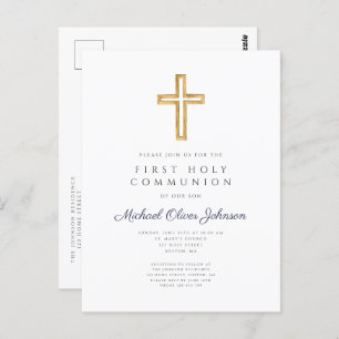 Religieux Blue Boy First Communion Invitation