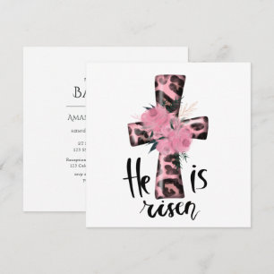 Religieux Rose Girly Christian Baptism Invitation