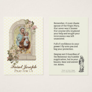 Religieux Saint Joseph Mémorare Prière Carte Saint