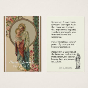 Religieux Saint Joseph Mémorare Prière Carte Saint