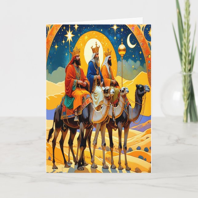 Religieux Trois Rois Plié Carte de Noël (Devant)
