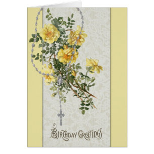 Religious Virgin Mary Floral Rosary Birthday 