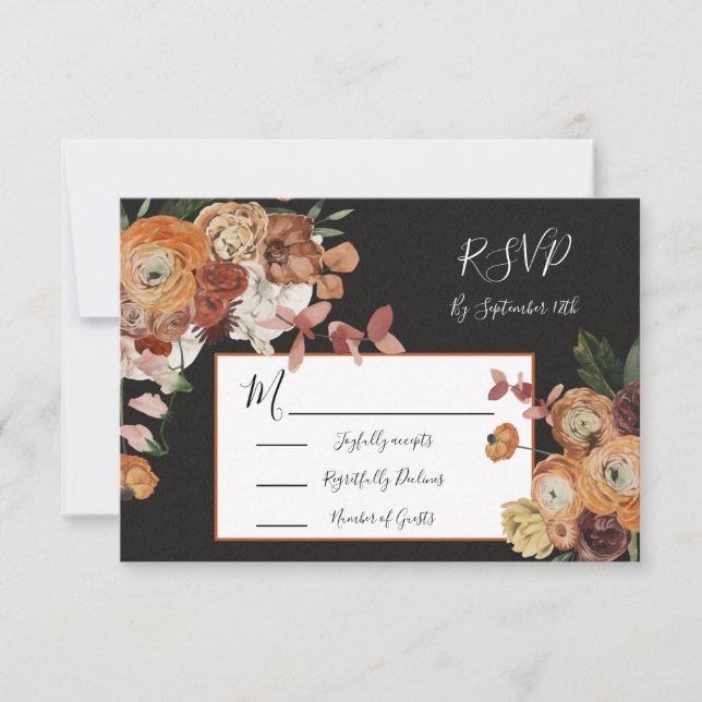 Rembrandt Automne Floral Réponse du Mariage RSVP (Devant)