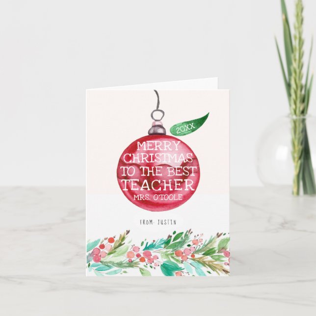 Remerciement à un enseignant | Carte de Noël perso (Devant)