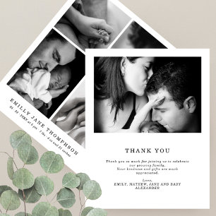 Remerciement Chic Noir&Blanc 5 Photos Baby Shower
