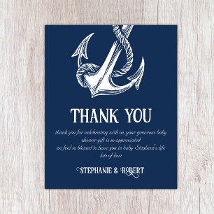 Remerciement de Baby Shower Ancre Blanc Nautical