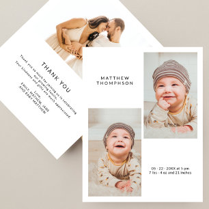 Remerciement de Baby Shower Moderne 3 Photos