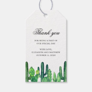 Remerciement de mariage au cactus vert. Étiquette 