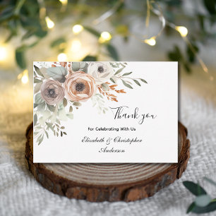 Remerciement de mariage botanique floral beige