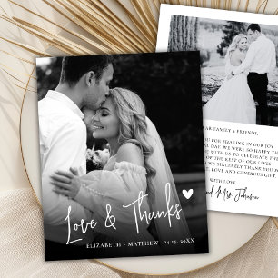 Remerciement de mariage élégant noir et blanc budg