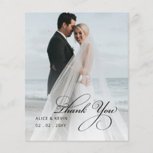 Remerciement de mariage photo manuscrite simple bu