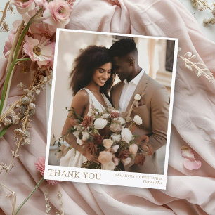 Remerciement de mariage photo texte or minimaliste
