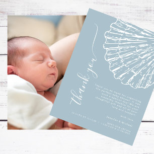 Remerciement de photo de Baby Shower Bleu Coastal