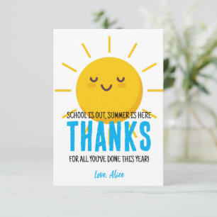 Remerciement de soleil, Merci à l'enseignant d'été