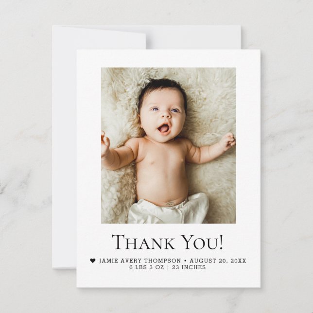 Remerciement dès la naissance avec photo de bébé A (Devant)
