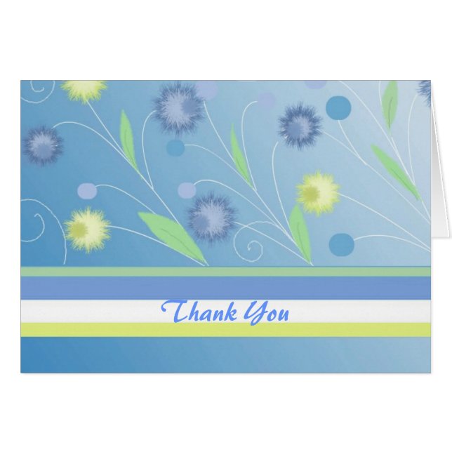 Remerciement floral bleu (Devant Horizontal)