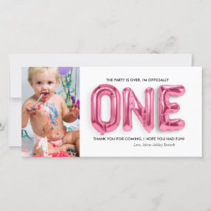 Remerciements 1er anniversaire personnalisé Carte de remerciemen