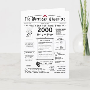 Remerciements 2000 L'Année De Votre Naissance Carte D'Anniversai