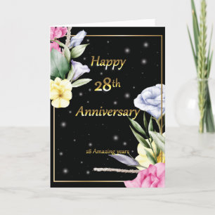 Remerciements 28e anniversaire du mariage carte de voeux d'or