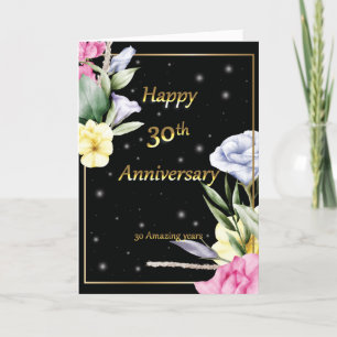 Remerciements 30e anniversaire du mariage carte de voeux d'or