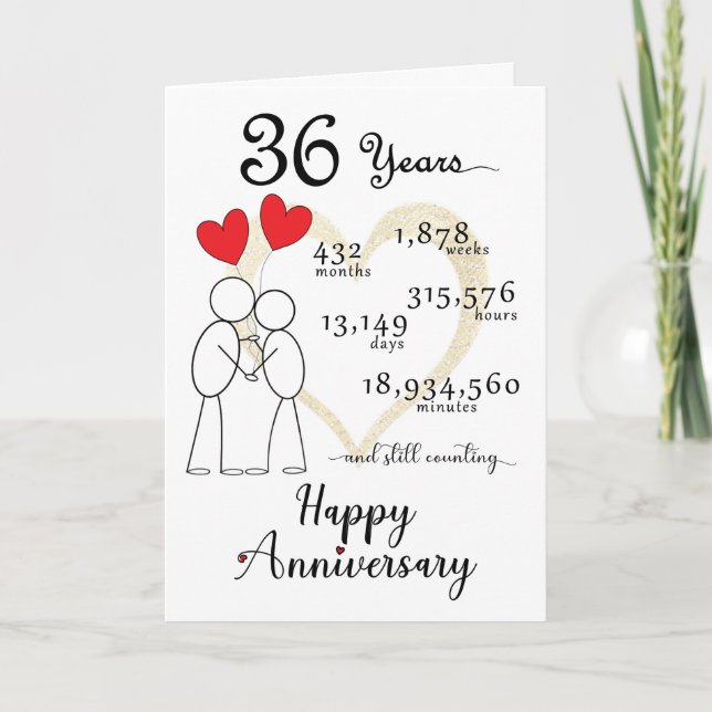 Remerciements 36e anniversaire de Mariage Carte avec ballons car (Devant)