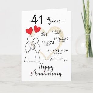 Remerciements 41e anniversaire de Mariage Carte avec ballons car