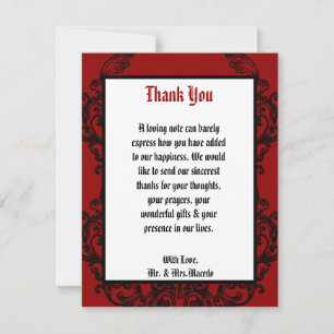 Remerciements 4x5 Embelli rouge orné de Crimson Carte de remerci