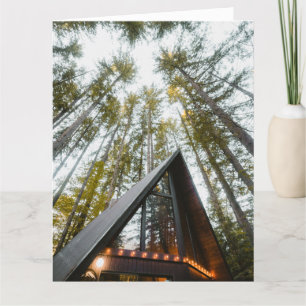 REMERCIEMENTS A-FRAME CABINE BOIS CARTE DE SALUT D'ANNIVERSAIRE