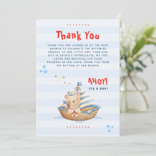Remerciements Ahoy C'Est Un Garçon Baby shower Carte de remercie
