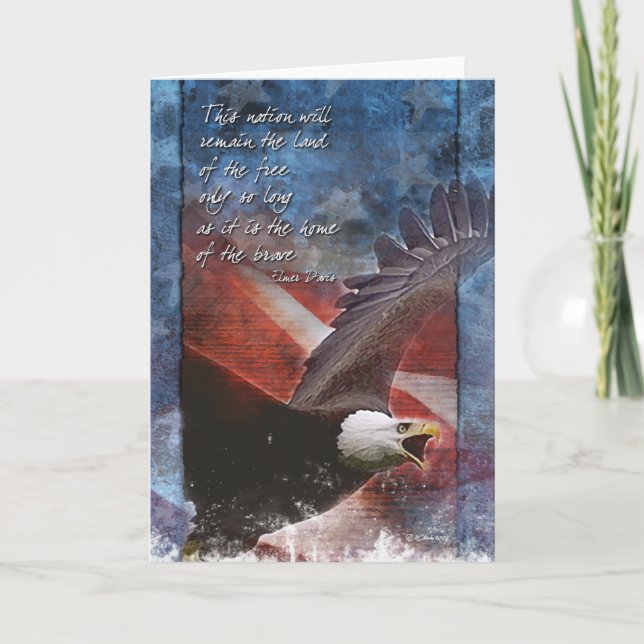 Remerciements Aigle patriotique dans la carte de voeux en vol (Devant)