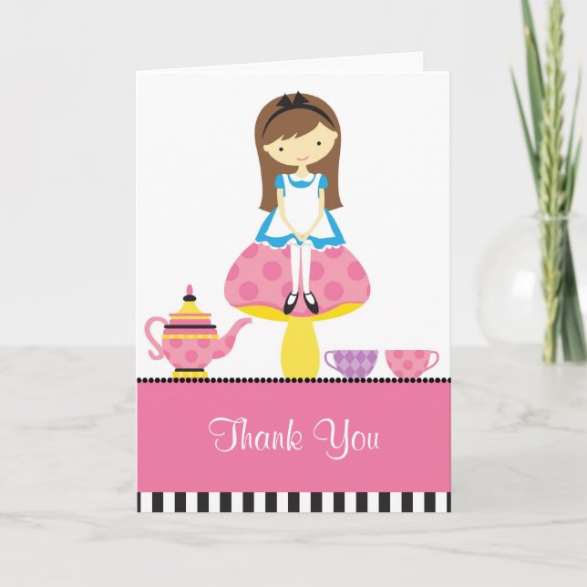 Remerciements Alice dans la carte de note du pays des merveilles (Devant)