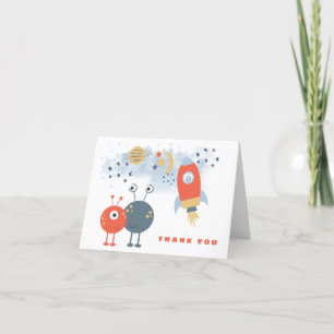 Remerciements Aliens  vaisseau garçon anniversaire Carte de reme