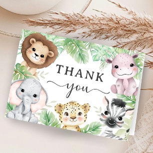 Remerciements Animaux de Safari Baby Shower Jungle Carte de Reme