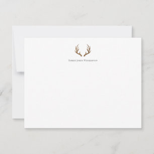Remerciements Antlers rustiques Carte de note personnalisée simp