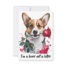 Aquarelle Corgi Chien avec carte de note Rose