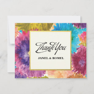 Remerciements Aquarelle de fleurs colorées - Carte de remercieme