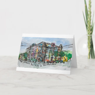 Remerciements Aquarelle du bâtiment des femmes de SF sur carte d