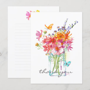 Remerciements Aquarelle fleur sauvage dans le Carte de remerciem