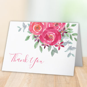 Remerciements Aquarelle rose Baby shower Floral Carte de remerci