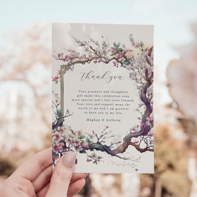 Remerciements Aquarelle Sakura Cherry Flower Carte de remercieme (Créateur téléchargé)