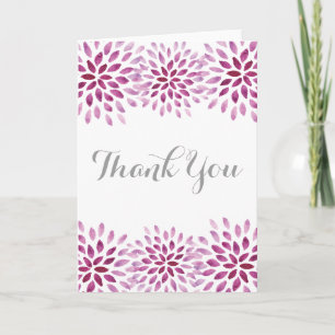 Remerciements Aquarelle violette Chrysanthemum Carte de remercie