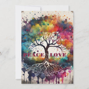 Remerciements ARBRE DE VIE. Carte Paix, Amour (modifiable)