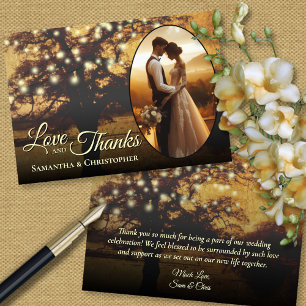 Remerciements Arbre rustique avec photo de mariage et carte de r