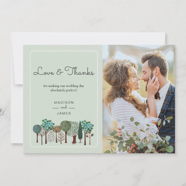 Remerciements Arbres Forêt Bois | Mariage | Carte de remerciemen (Devant)
