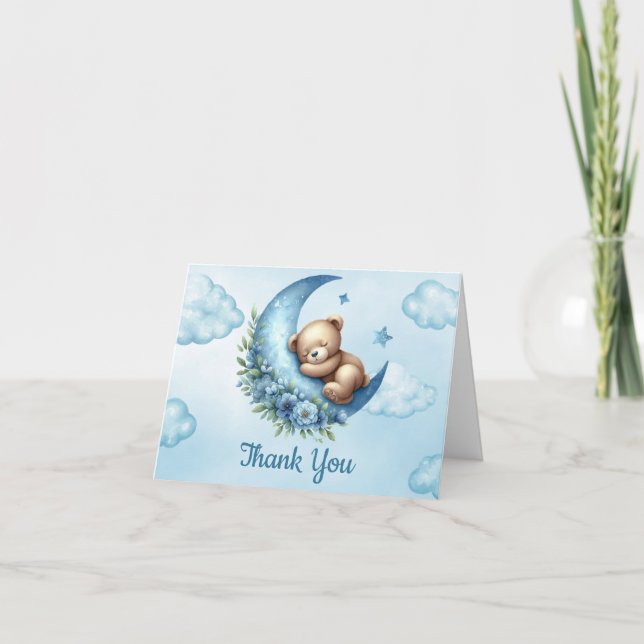 Remerciements Au-Dessus De La Lune Teddy Bear Carte de remerciem (Devant)