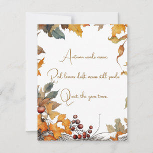Remerciements Automne Feuilles Typographie Carte de voeux