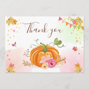 Remerciements Automne floral de rose de fille de carte de